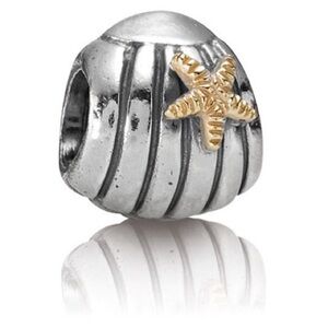 Pandora Retired Sea Shell Charm 14k Gold Sterling Silver